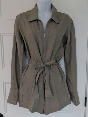 Rivet Utility Linen Jumpsuit XS Granite Grey Belted Utility Romper